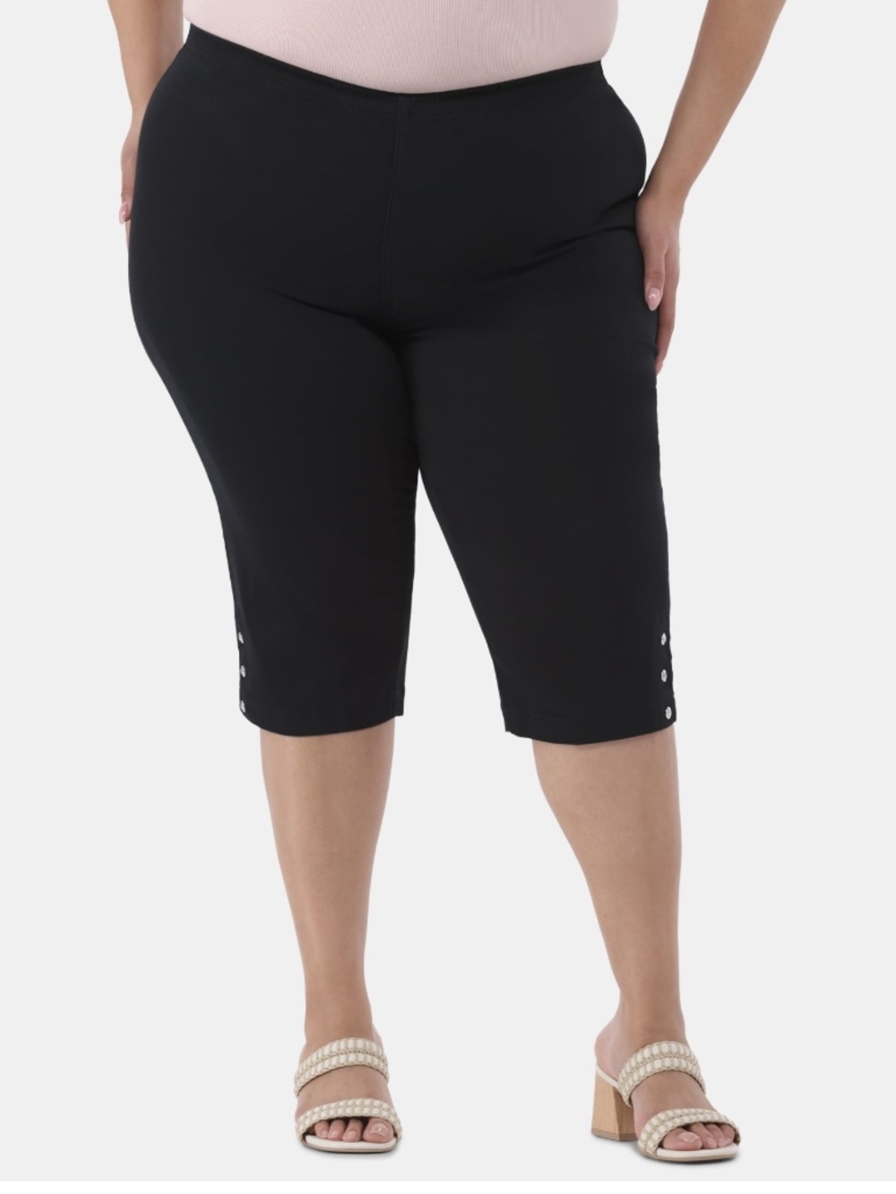 Just My Size Women’s Black Bling Tab Capris Size 2X NWT